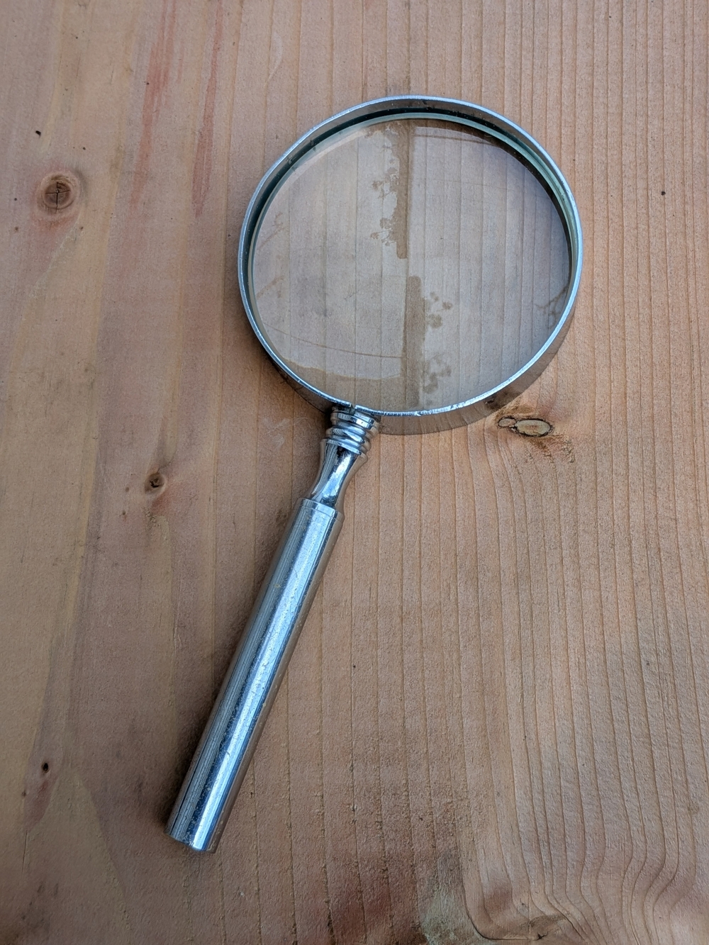 Vintage Silver Metal Handheld Magnifying Glass - Japan